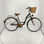 Mestský retro bicykel Goetze Eco 26" 1-prevodový čierno hnedý + košík